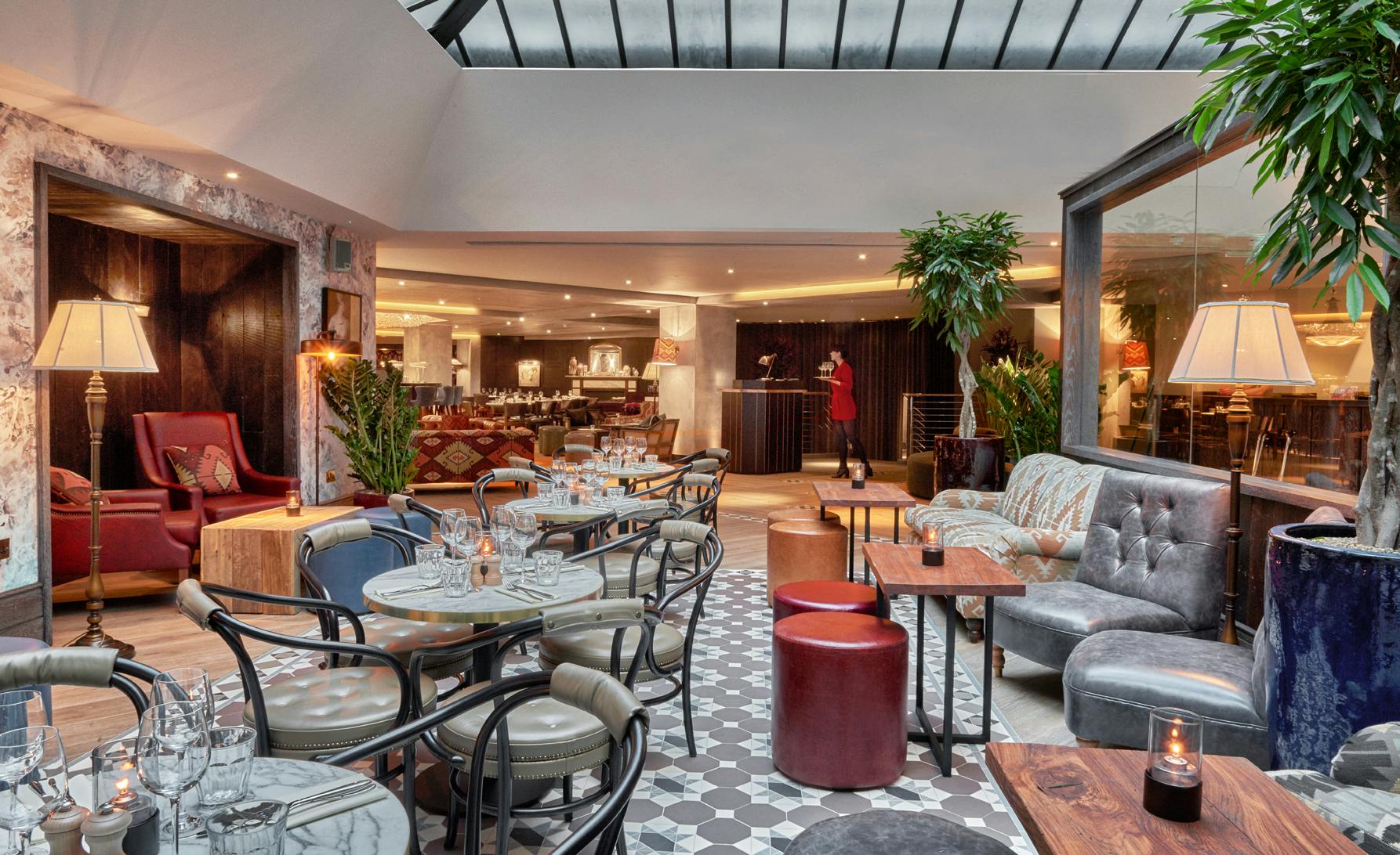 Atrium Room at 100 Wardour Street, stylish event space for cocktail receptions and meetings.