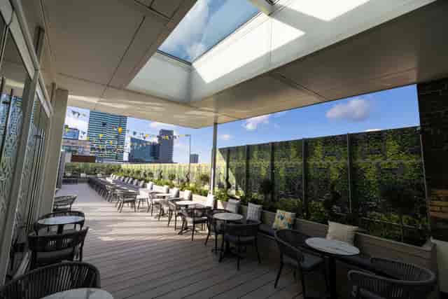 Rooftop event terrace, Euston Square, networking, cocktails