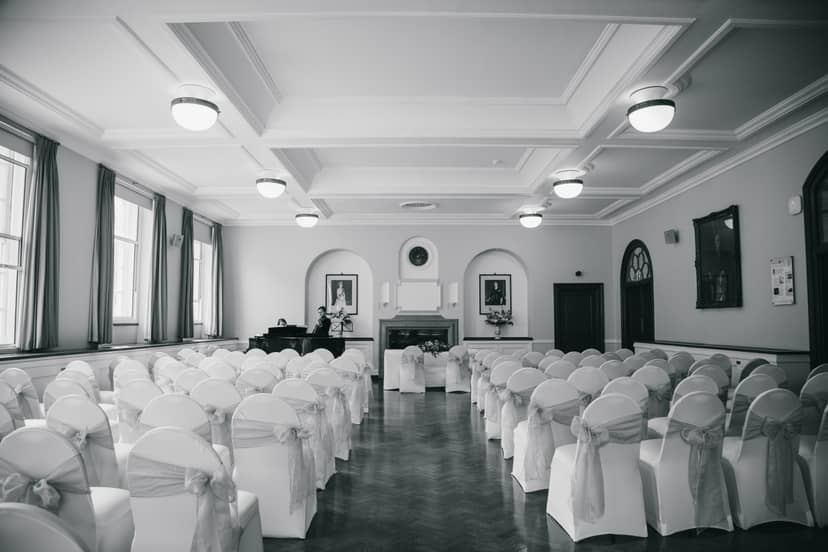 Elegant London House event space with arranged chairs, perfect for weddings and gatherings.
