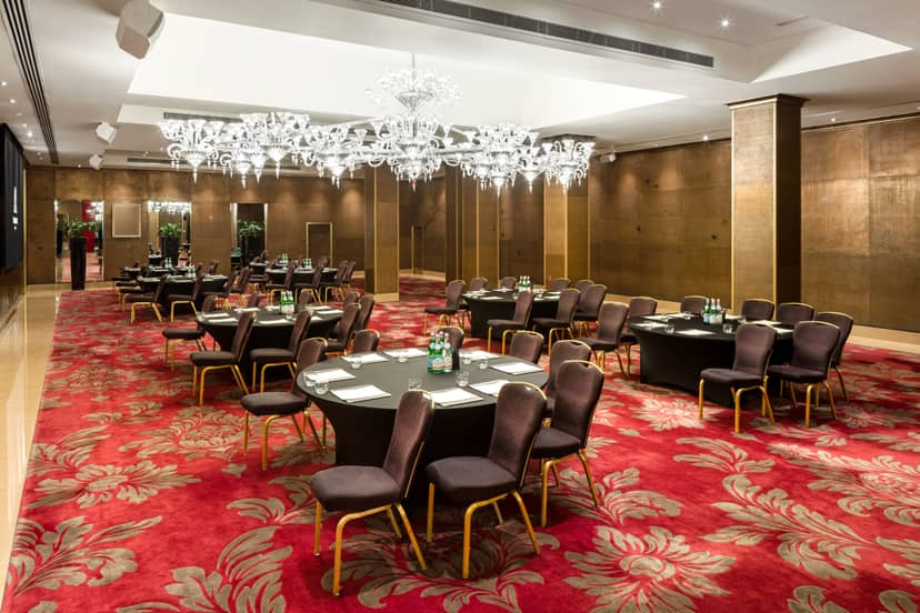 Elegant Crystal Room at The May Fair Hotel, perfect for upscale meetings and gala events.