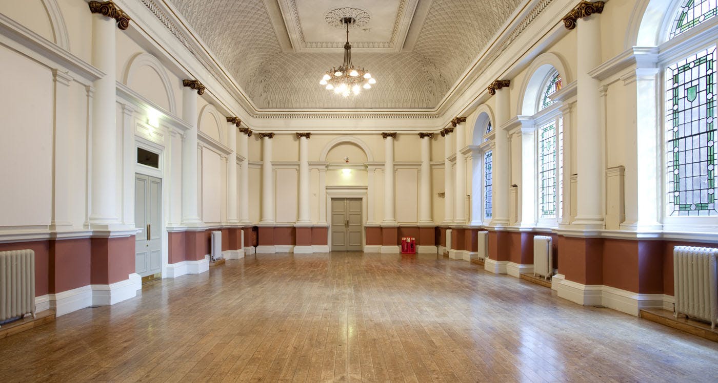 Spacious Council Chamber at Shoreditch Town Hall, ideal for weddings and conferences.