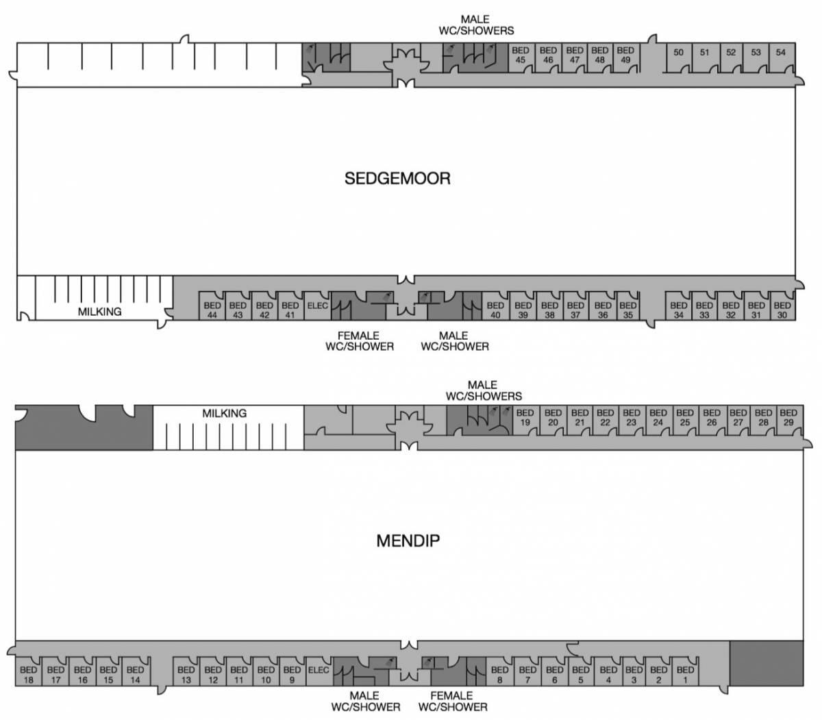 Floor plan of Bath & West Showground with restroom facilities for events.