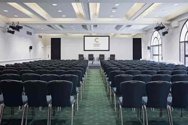 Theater-style Harvey Goodwin Suite at Church House Westminster for professional conferences.
