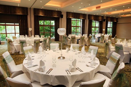 Elegant banquet hall in Serengeti Suite, perfect for weddings and corporate events.