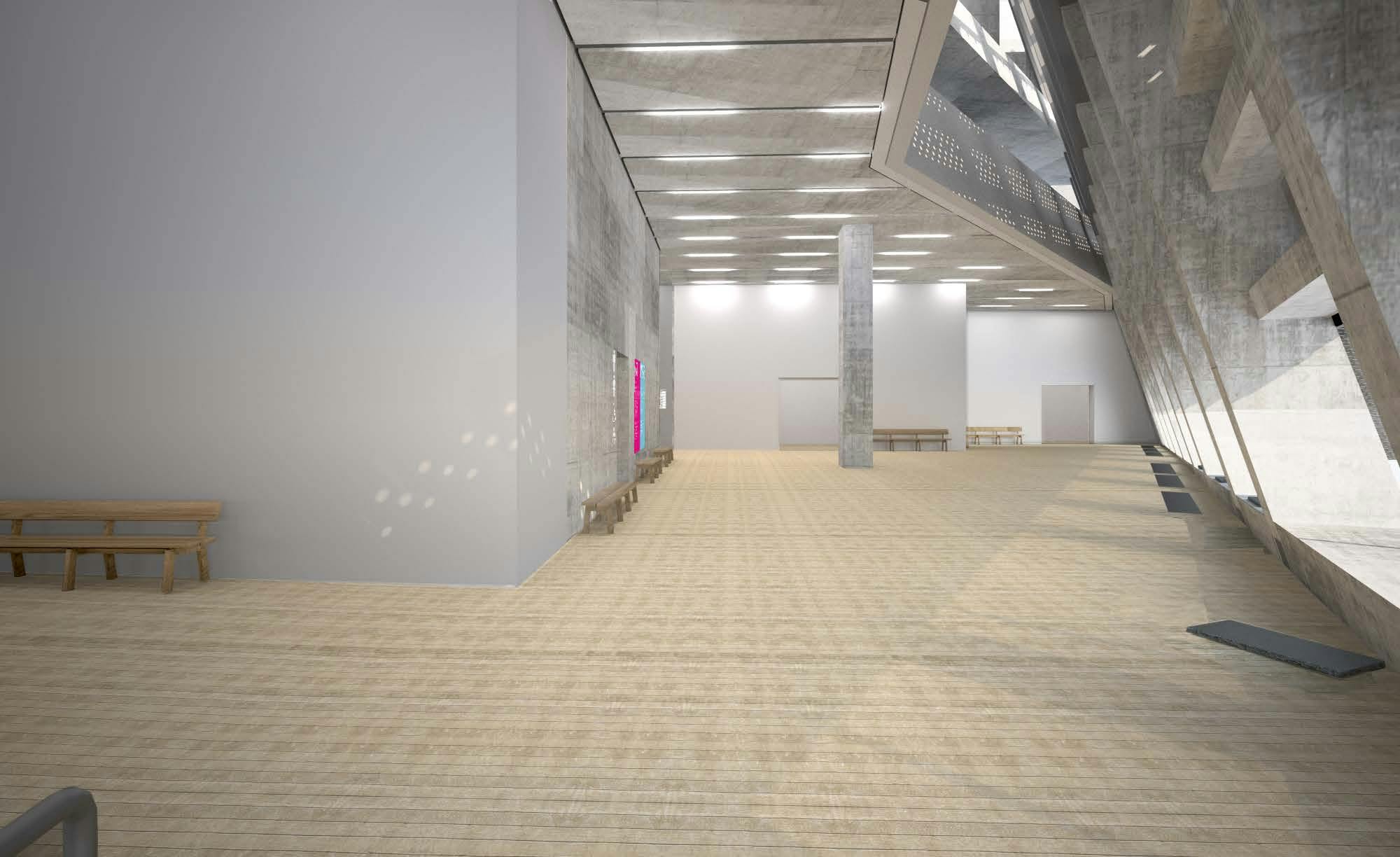 Blavatnik Building event space with minimalist design, ideal for conferences and exhibitions.