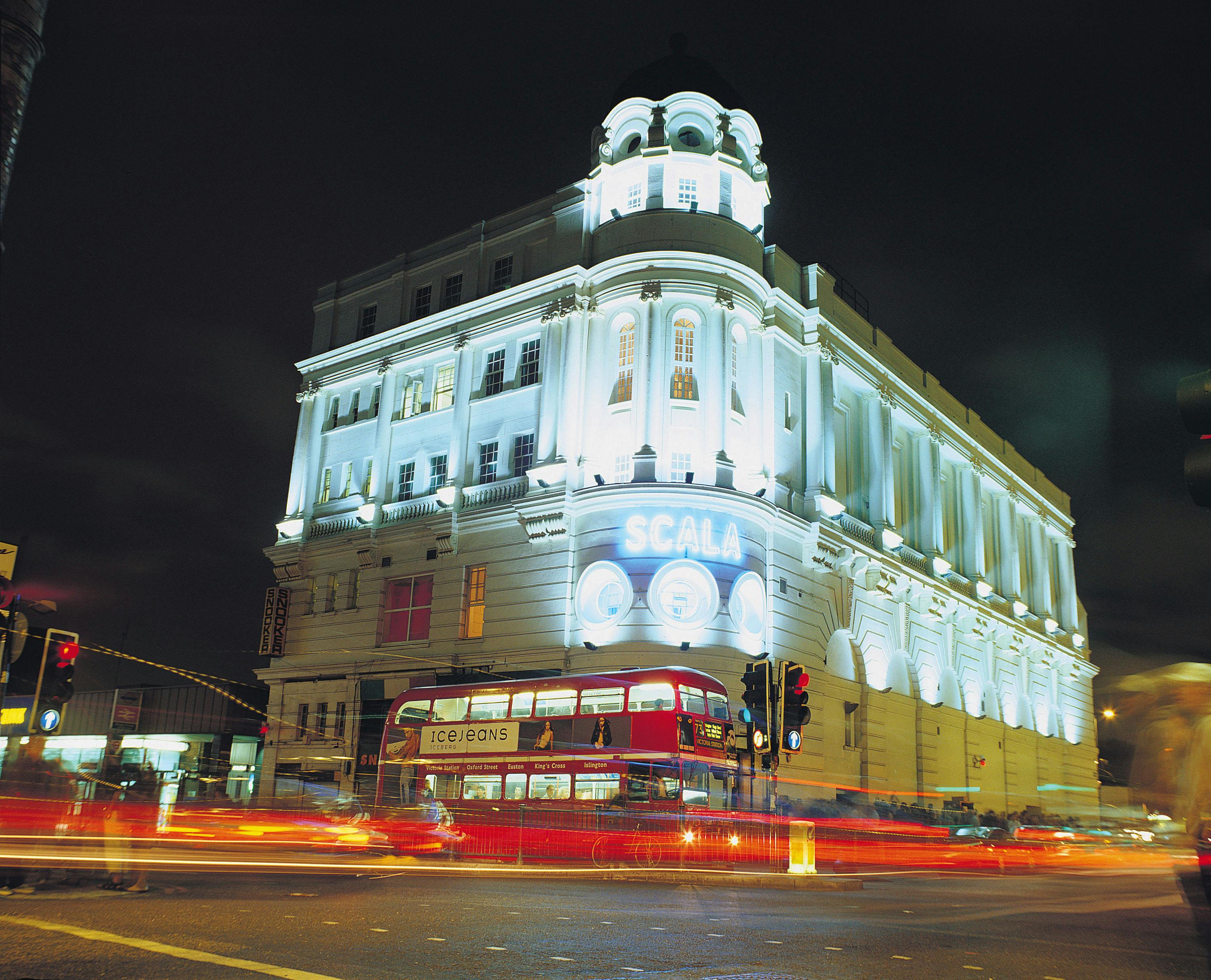 Illuminated Scala venue with striking architecture, ideal for events and performances.