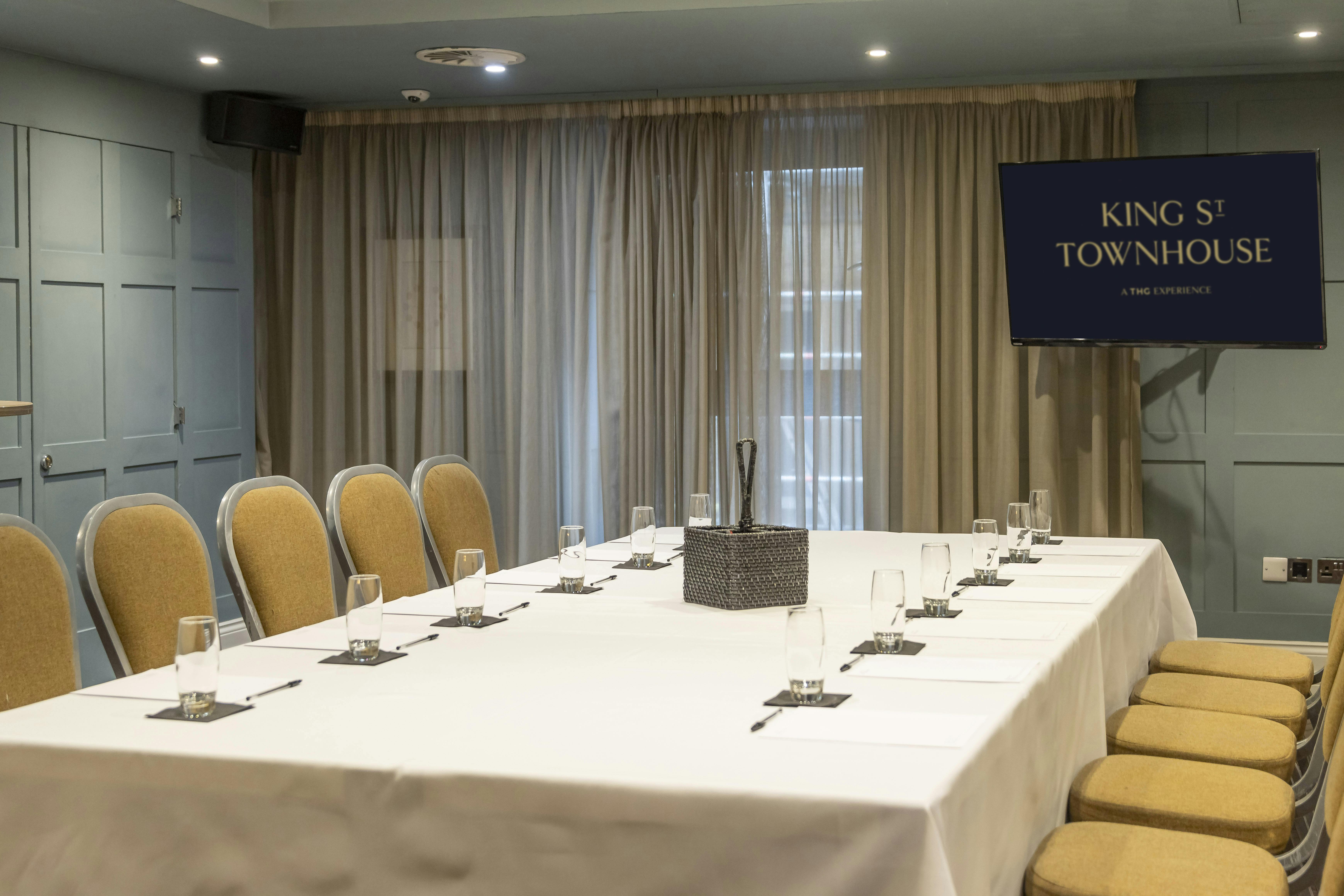 Meeting room at King Street Townhouse with elegant decor for corporate events.