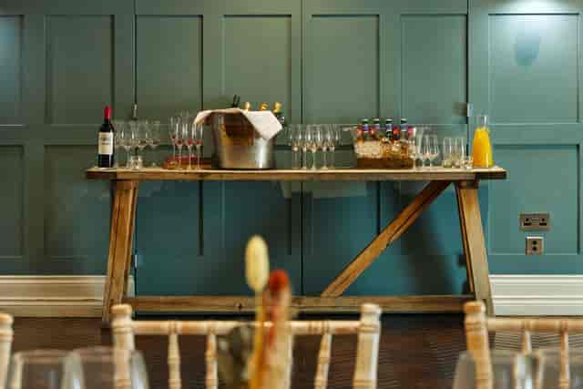 Elegant beverage station at The Small Hub, perfect for networking events and celebrations.