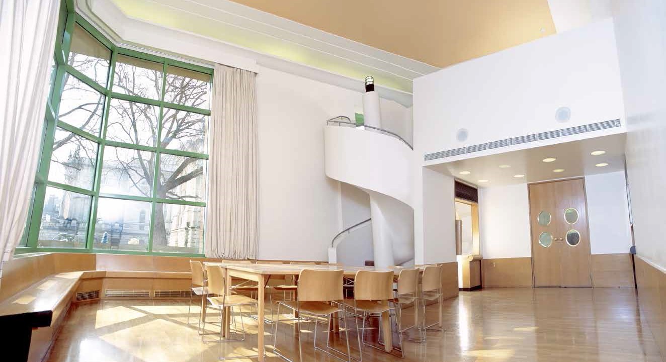 The Duffield Room at Tate Britain: modern meeting space with spiral staircase and natural light.