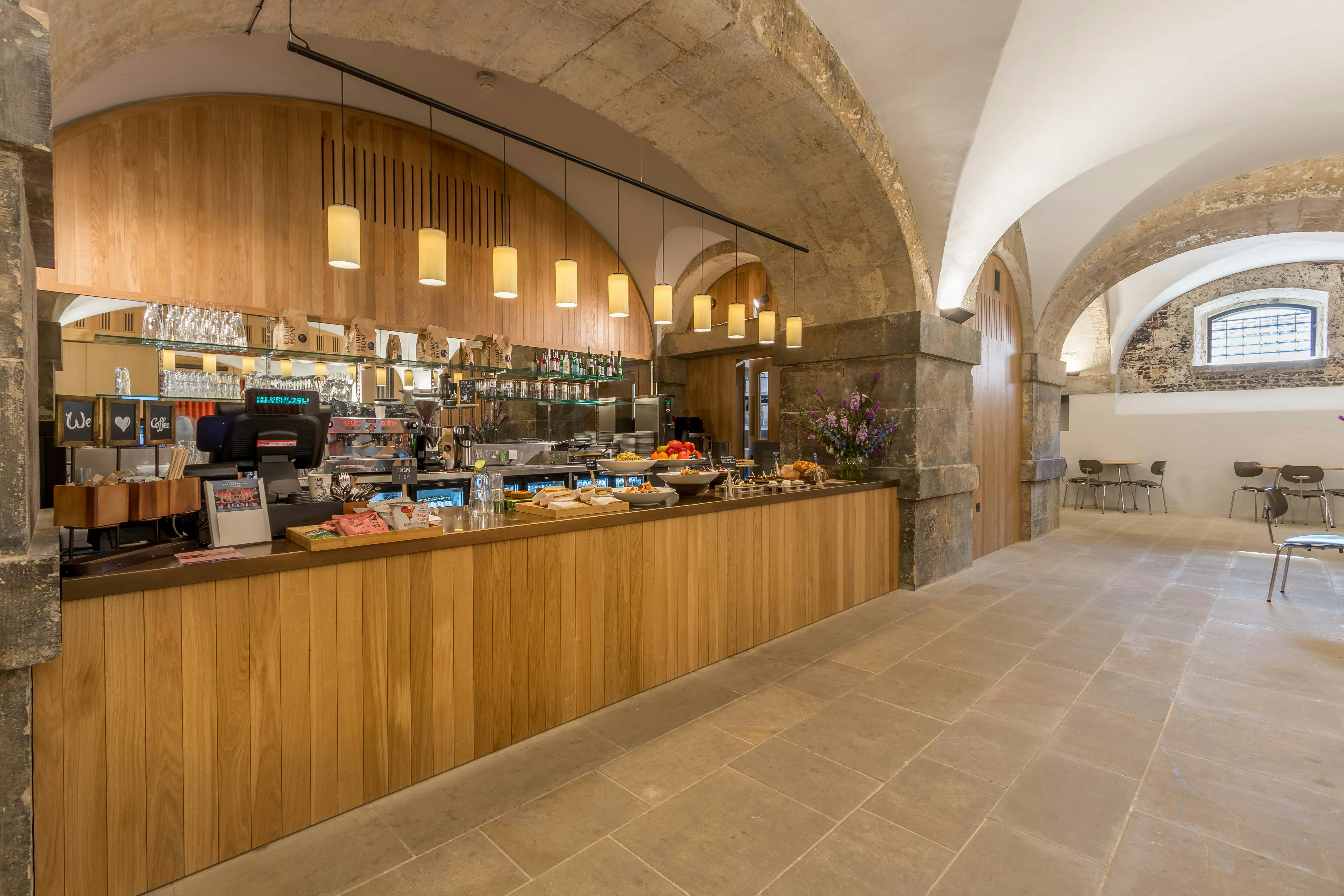 Stylish café in The Crypt, Christ Church Spitalfields, perfect for event networking.