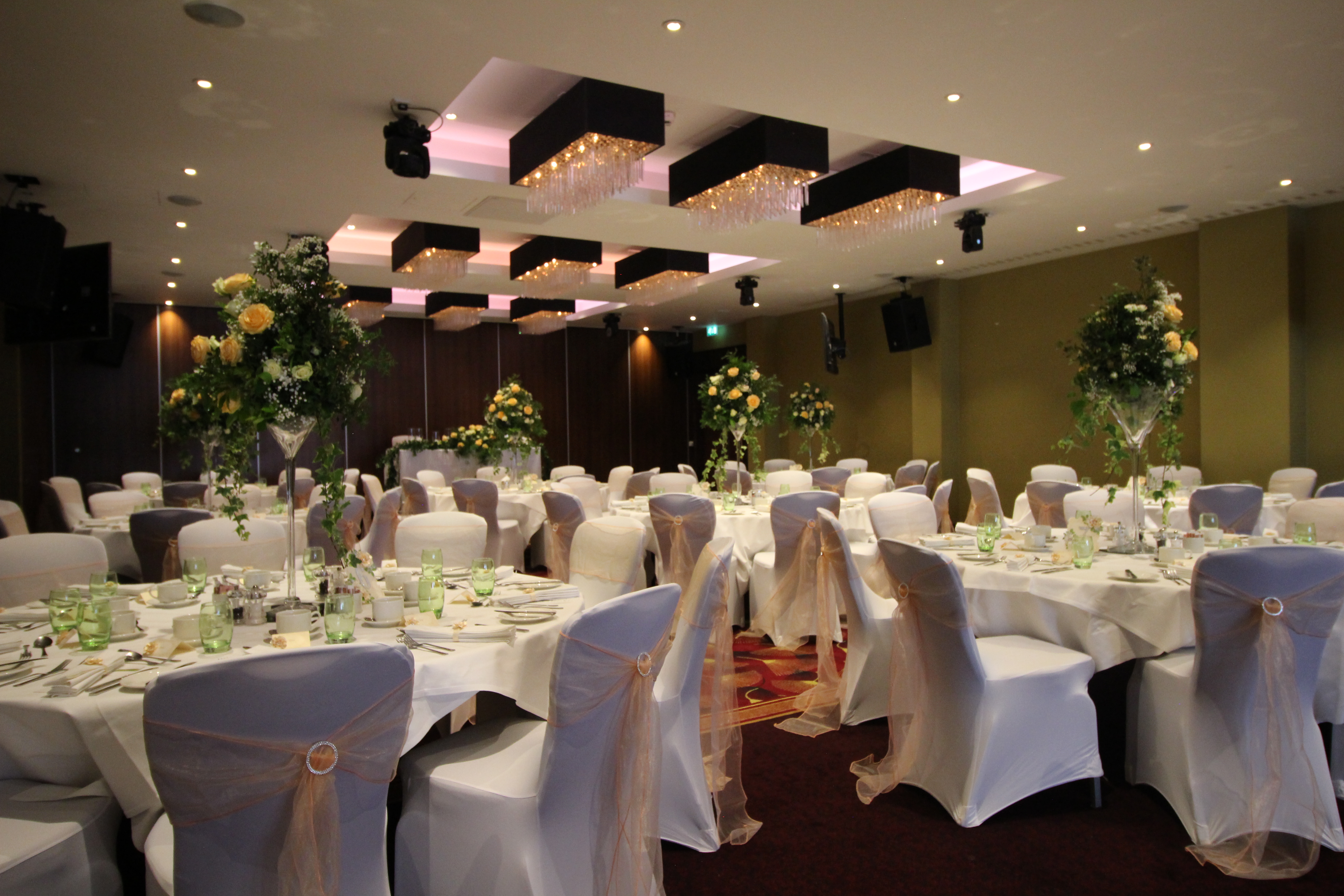 Balmoral Suite banquet hall with elegant decor for weddings and corporate events. - Banner