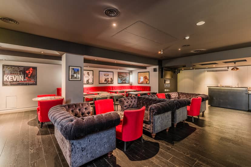 Curzon Soho bar area with plush seating, ideal for cocktail receptions and networking events.
