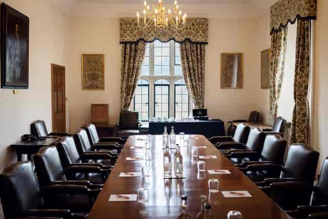 Leeds Castle boardroom with polished table for executive meetings and corporate events.