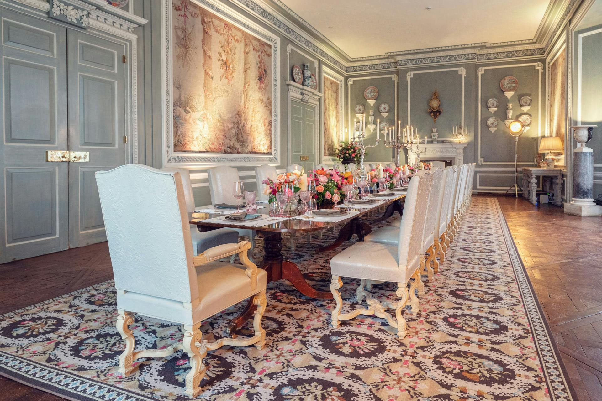 Elegant dining room at Leeds Castle, perfect for corporate events and intimate gatherings.