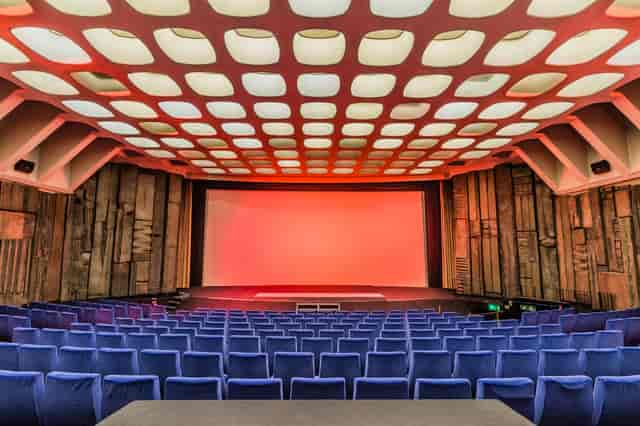 Spacious Curzon Mayfair auditorium with tiered seating, ideal for conferences and screenings.