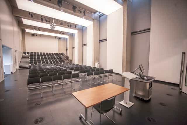 Modern conference room in Benzie Building, ideal for presentations and lectures.