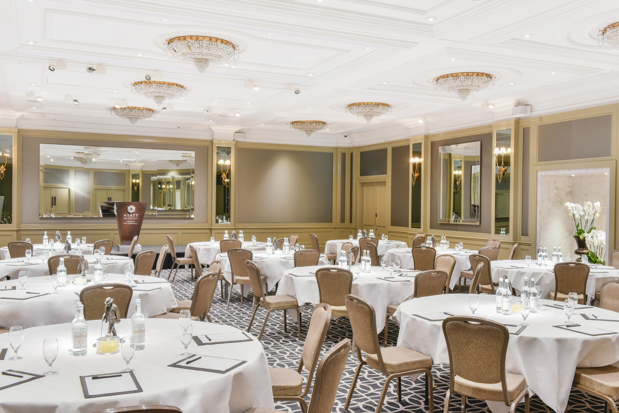 Chartwell Ballroom at Hyatt Regency London, elegant event space for conferences and banquets.