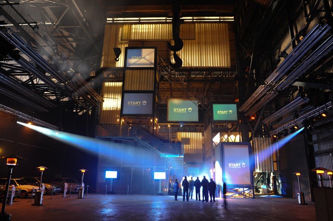 The Face of Steel venue with high ceilings, ideal for corporate events and product launches.