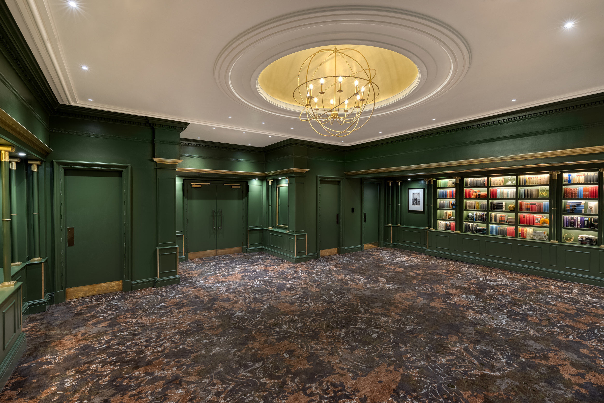 Library Suite at Hyatt Regency London - The Churchill, elegant green walls, event space. - Banner
