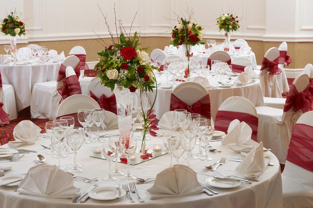 Elegant banquet hall at Great Western 1, ideal for weddings and upscale events.