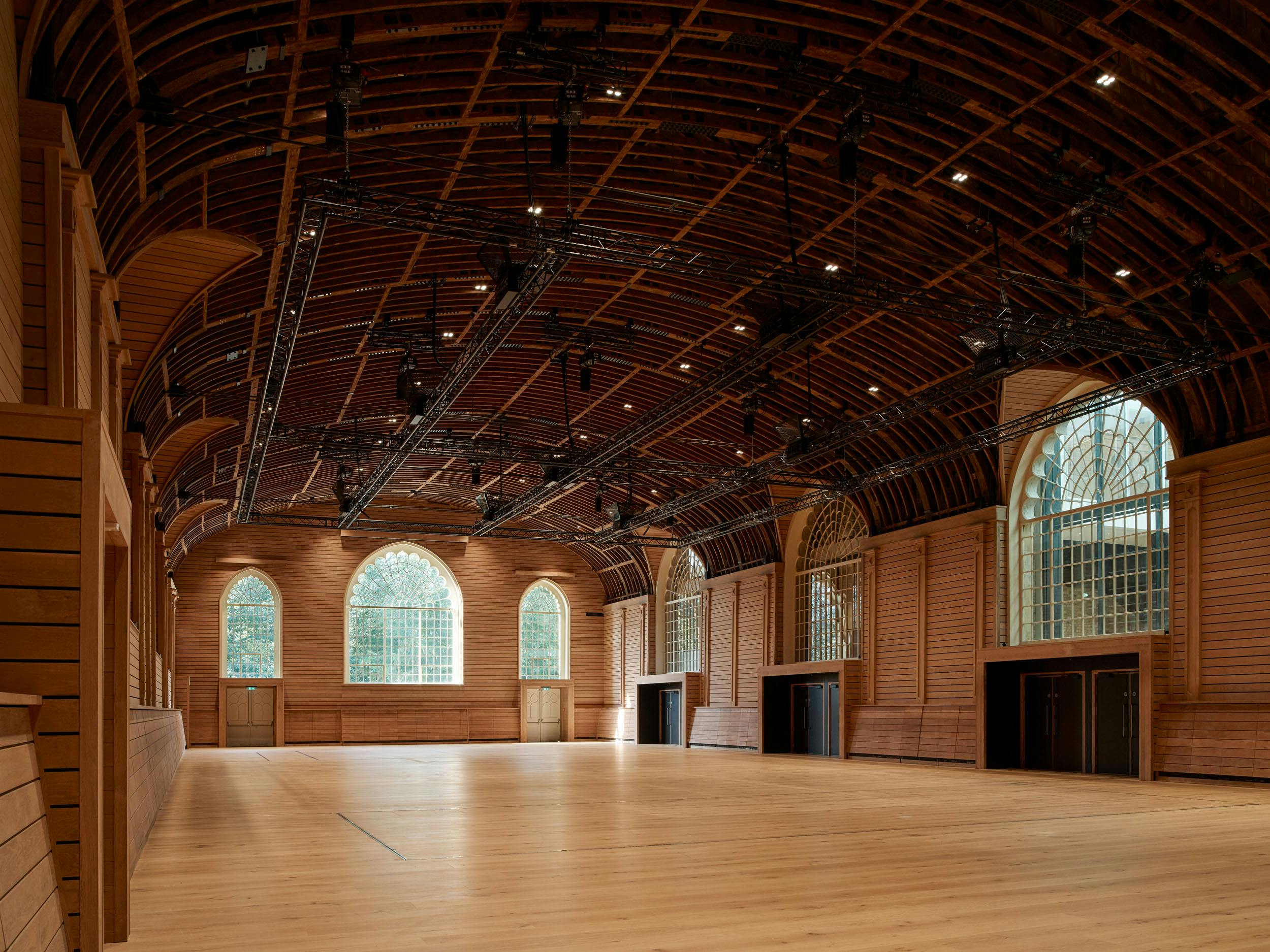 Brighton Dome Corn Exchange: spacious venue with arched windows for weddings and conferences.