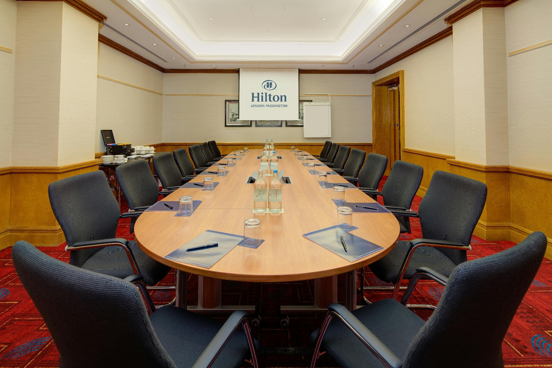 Meeting room at Hilton London Paddington, ideal for corporate events and presentations.