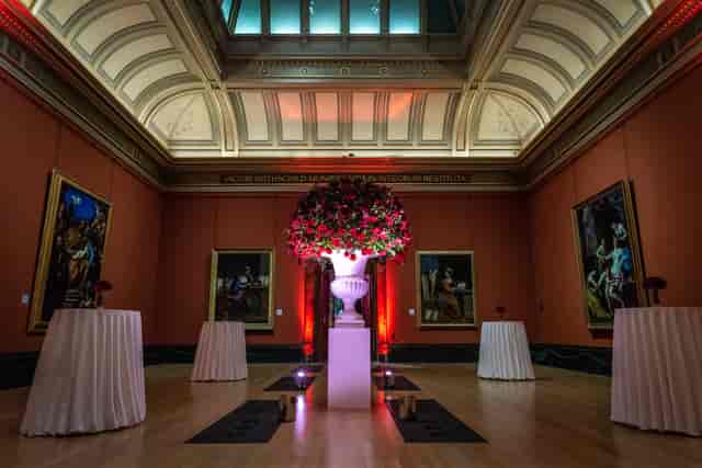 National Gallery event, floral centerpiece, reception, corporate event