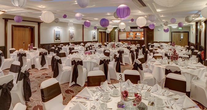 Elegant banquet hall in Hilton Cambridge, perfect for weddings and corporate events.