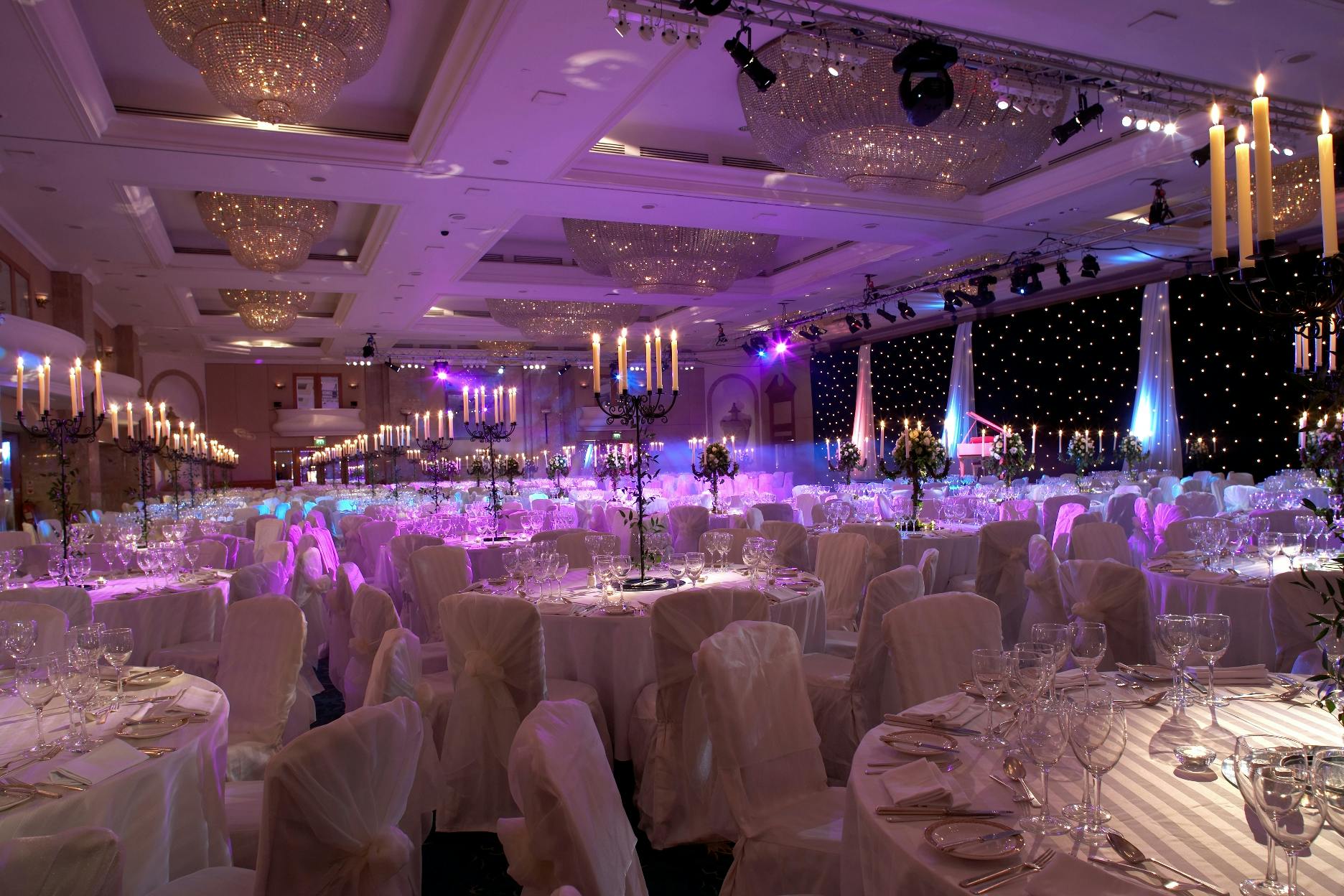 Grand Ballroom at London Hilton, elegant banquet hall for weddings and corporate events.