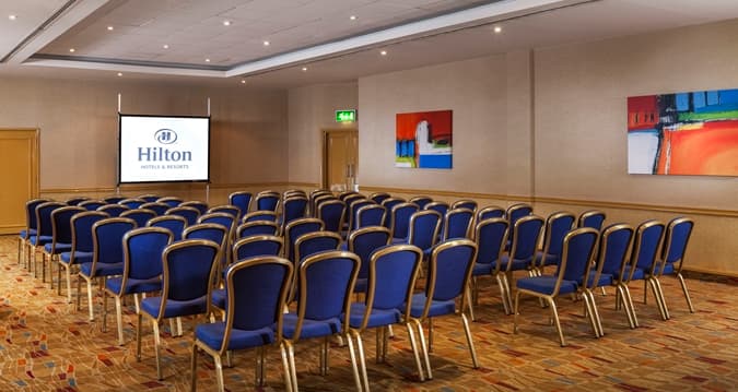 Theater-style County Suite at Hilton Bath City for corporate presentations and workshops.