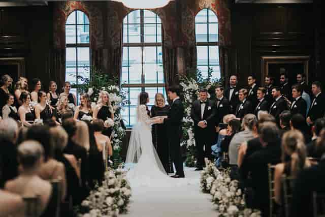 Elegant Smeaton Room wedding, floral decor, natural light.