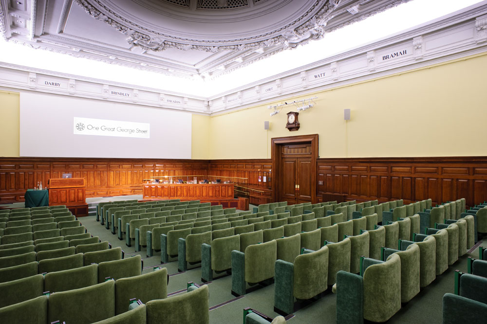 Telford Theatre conference hall, tiered seating, London event space