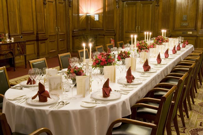 Elegant dining table in Council Room, One Great George Street for formal events.