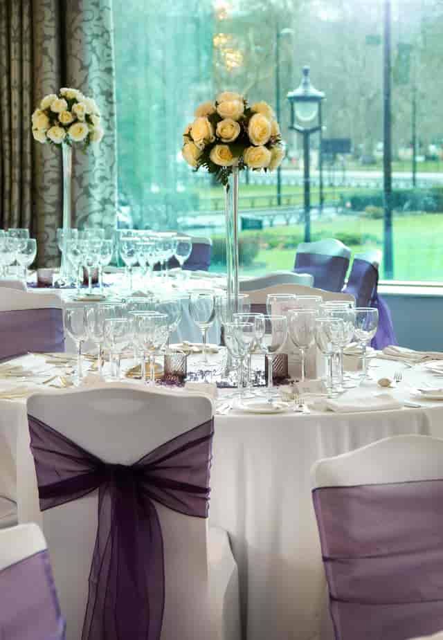 Elegant banquet table in Wellington Ballroom, ideal for weddings and corporate events.