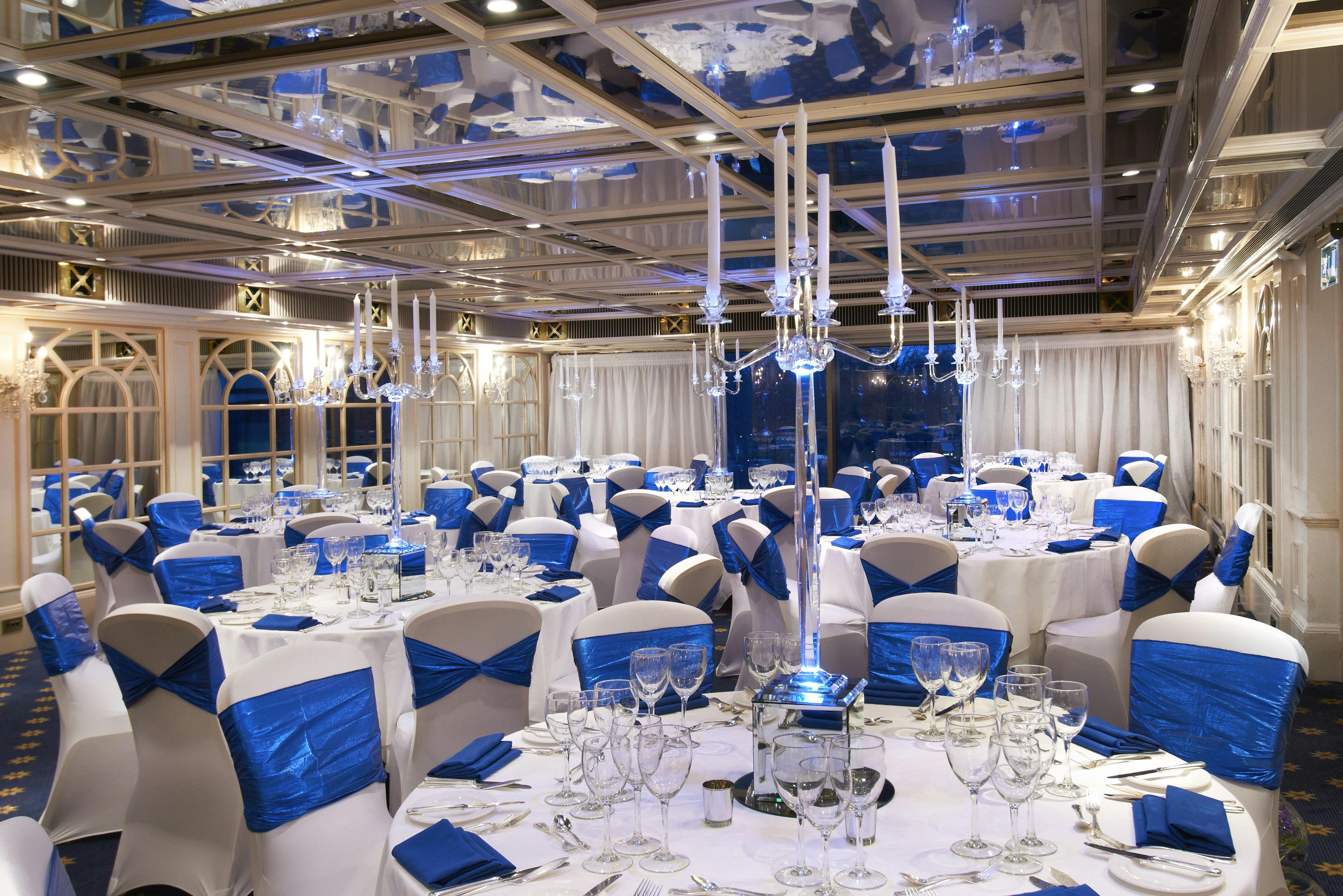 Elegant banquet hall at Crystal Palace, London, ideal for weddings and corporate events.