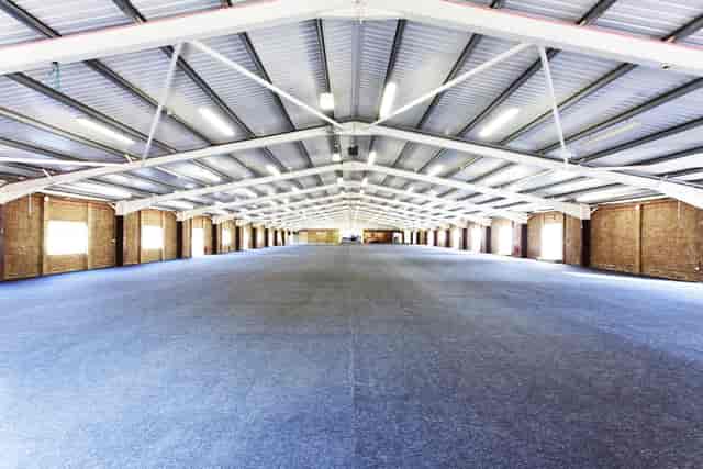 John Hendry Pavilion: spacious event venue with high ceilings for trade shows and exhibitions.