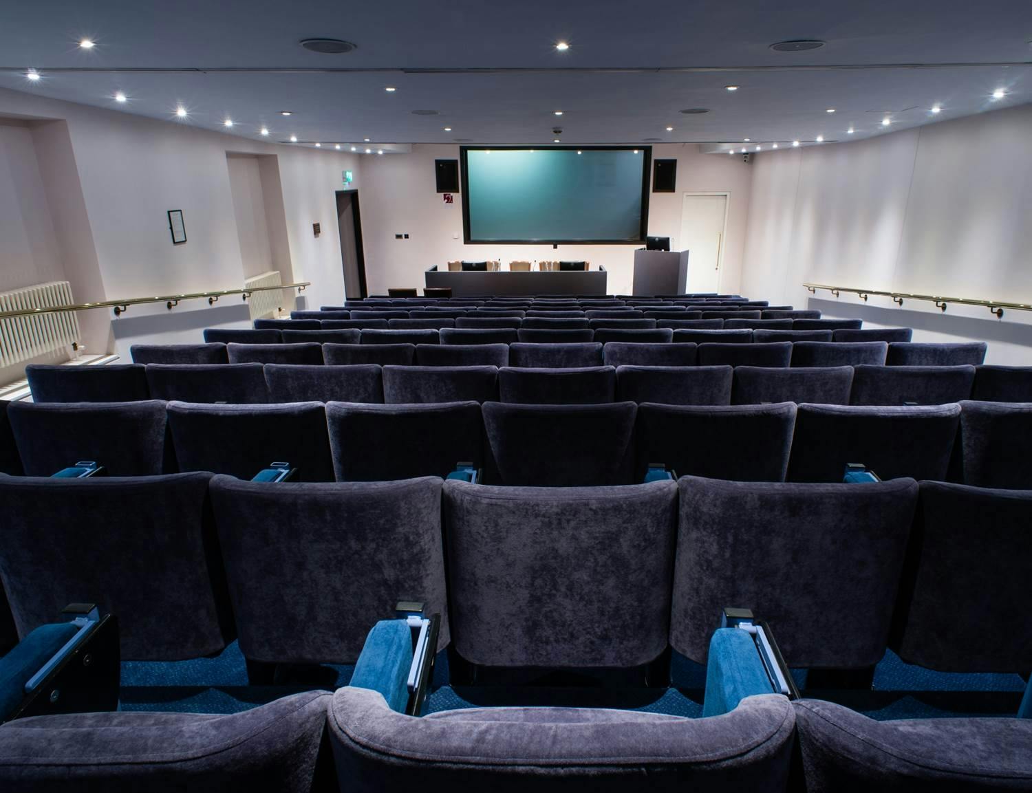 Godfrey Mitchell Theatre with tiered seating, ideal for corporate events and presentations.