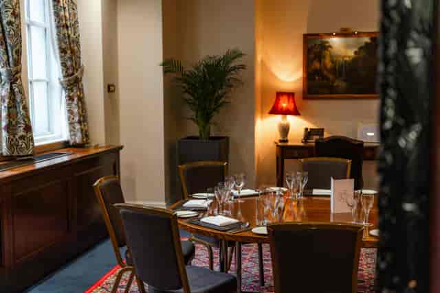 Elegant private dining room, round table, formal event venue