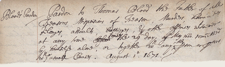 Thomas Blood's Pardon