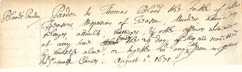Thomas Blood's Pardon