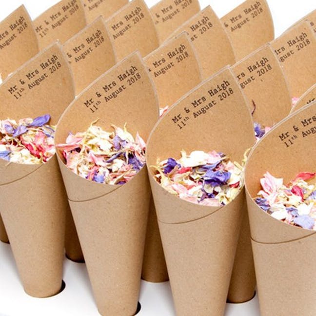 delicate confetti cones at a wedding