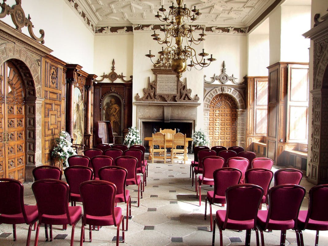 Great Hall in Aston Hall: elegant meeting space with wooden details for events.