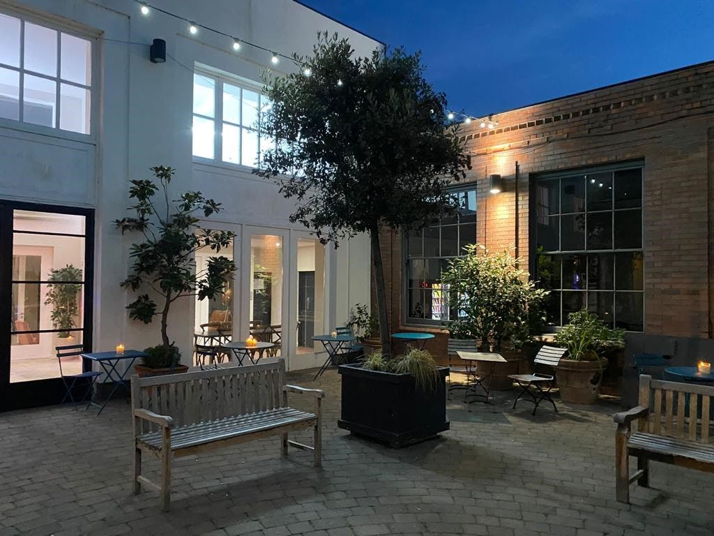 Charming outdoor venue at Fazeley Studios for intimate gatherings and cocktail receptions.