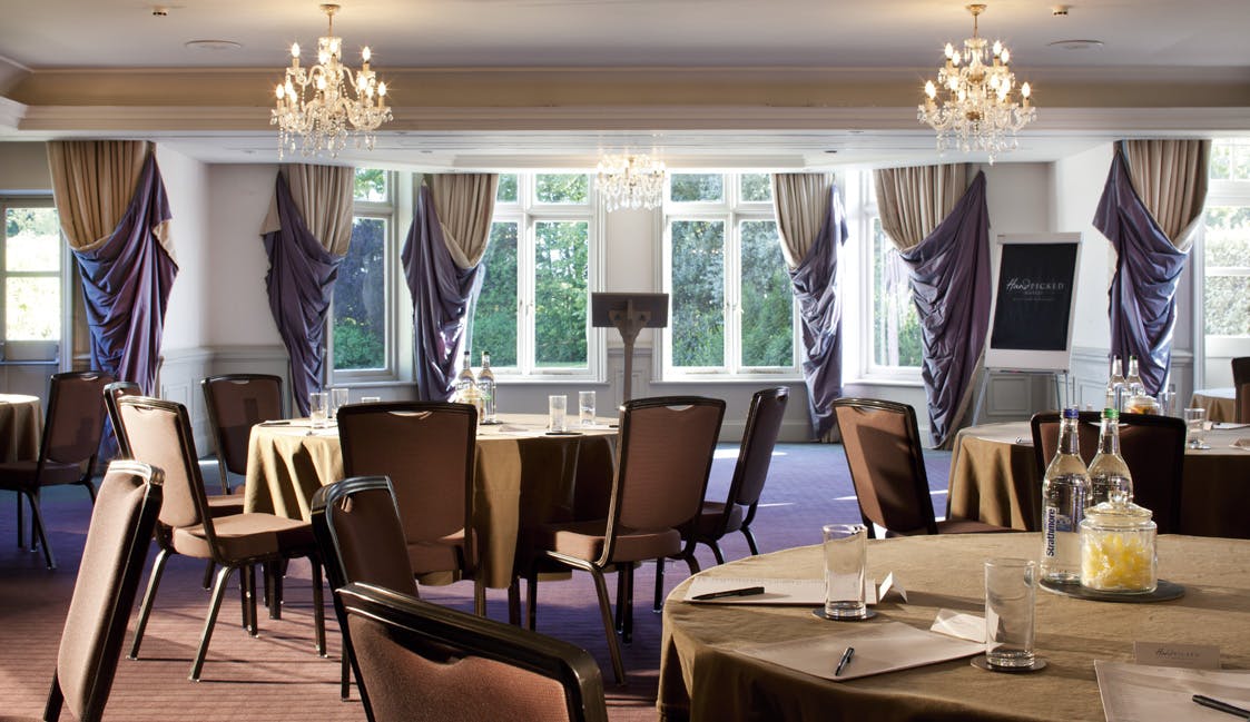 Prince of Wales Suite at Woodlands Park Hotel, elegant meeting room for corporate events.