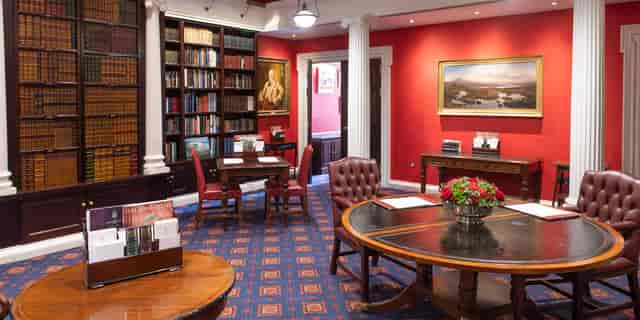 Caledonian Club library, wood, leather, VIP reception, private event