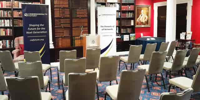 Caledonian Club event: stage, podium, theater seating