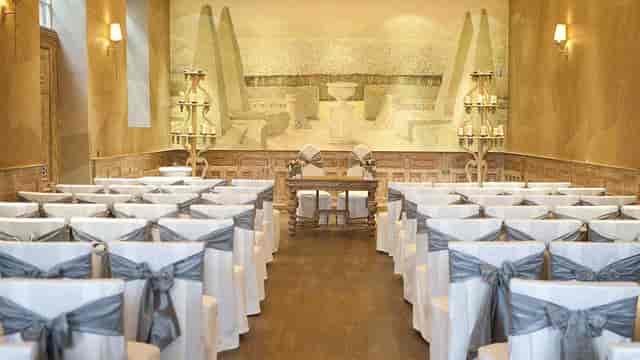 Elegant event space in Saunders Room, Fawsley Hall, ideal for weddings and corporate functions.