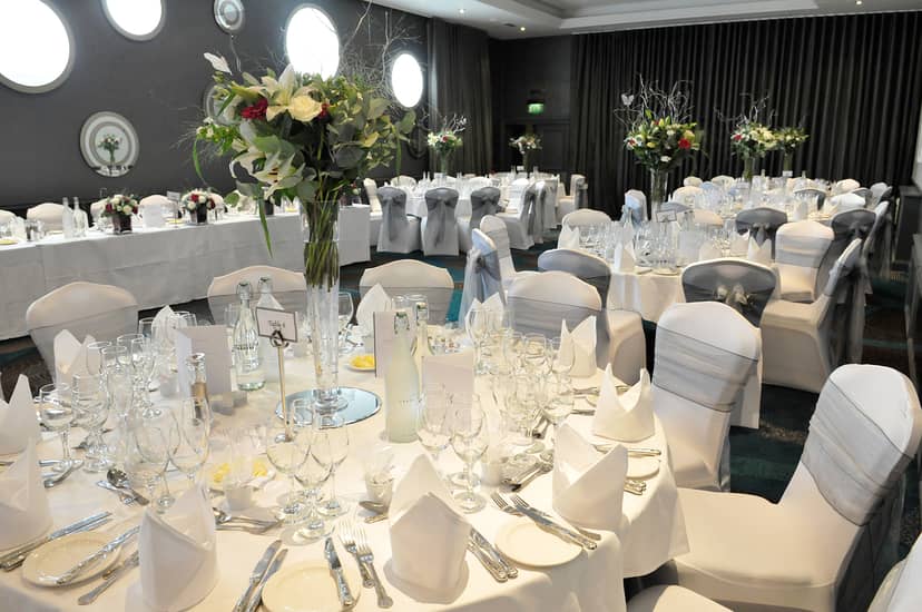 Elegant banquet setup in Grand Suite, Grand Jersey Hotel for weddings and corporate events.