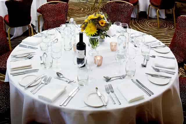 Elegant dining table setup in Edward Suite, perfect for formal events and banquets.