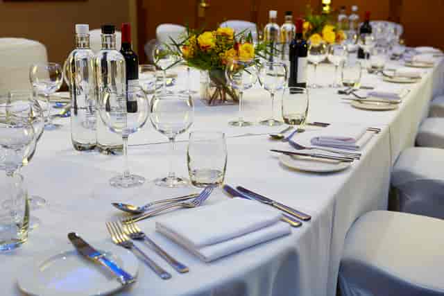 Elegant banquet table setup in James Suite, The Rembrandt for formal events.